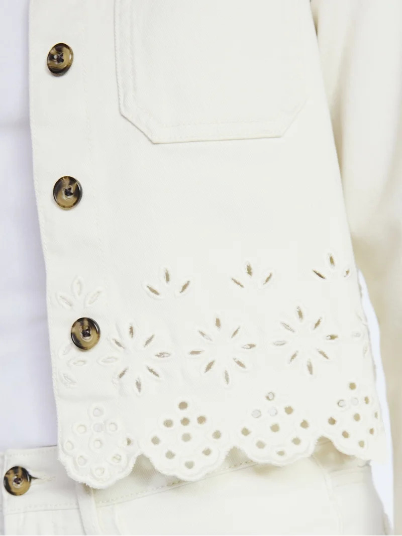 Free Assembly Women's and Women's Plus Embroidered Eyelet Denim Jacket, Sizes XS-4X | Walmart (US)