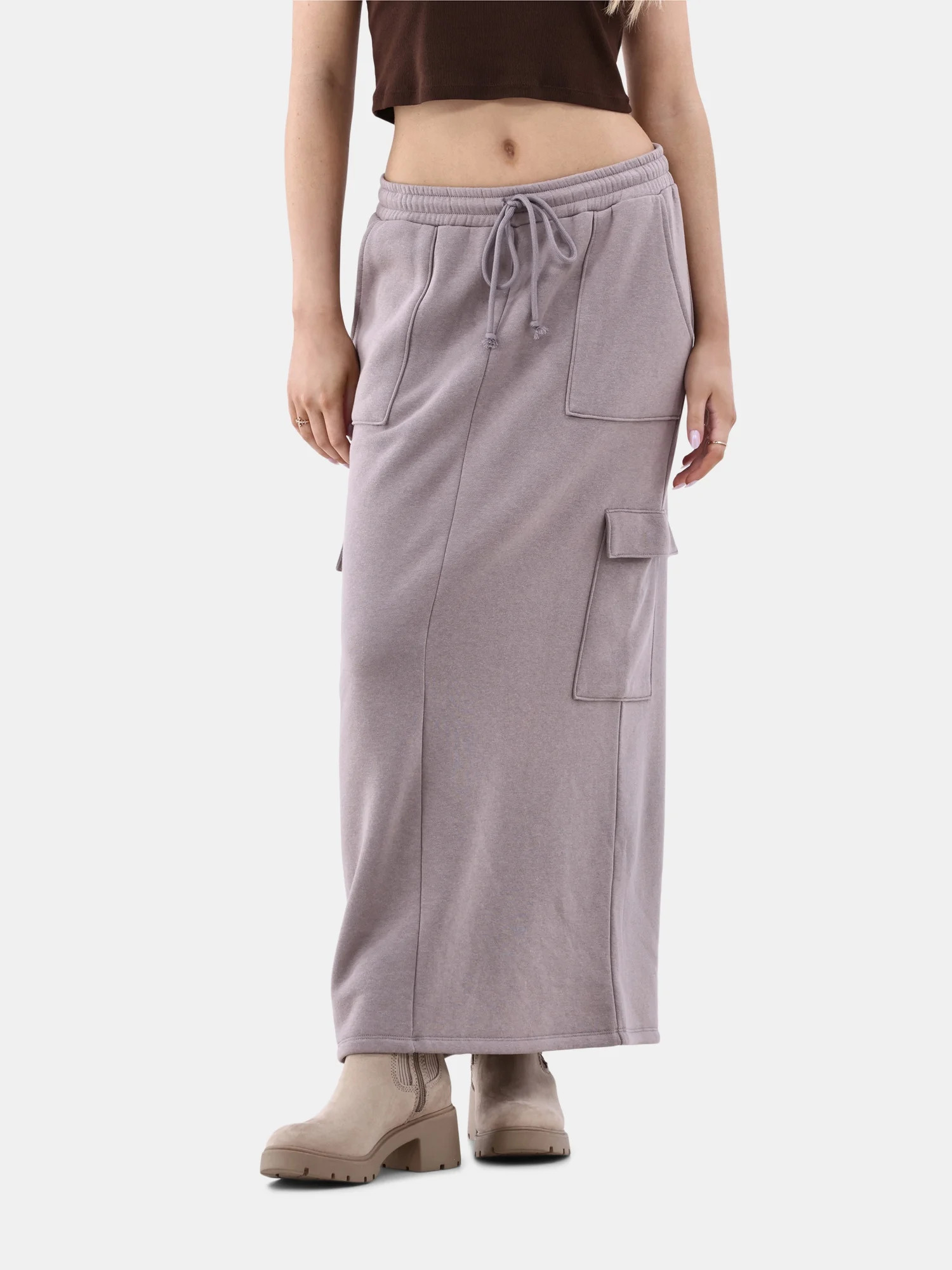 No Boundaries Fleece Cargo Maxi Skirt, Women’s | Walmart (US)