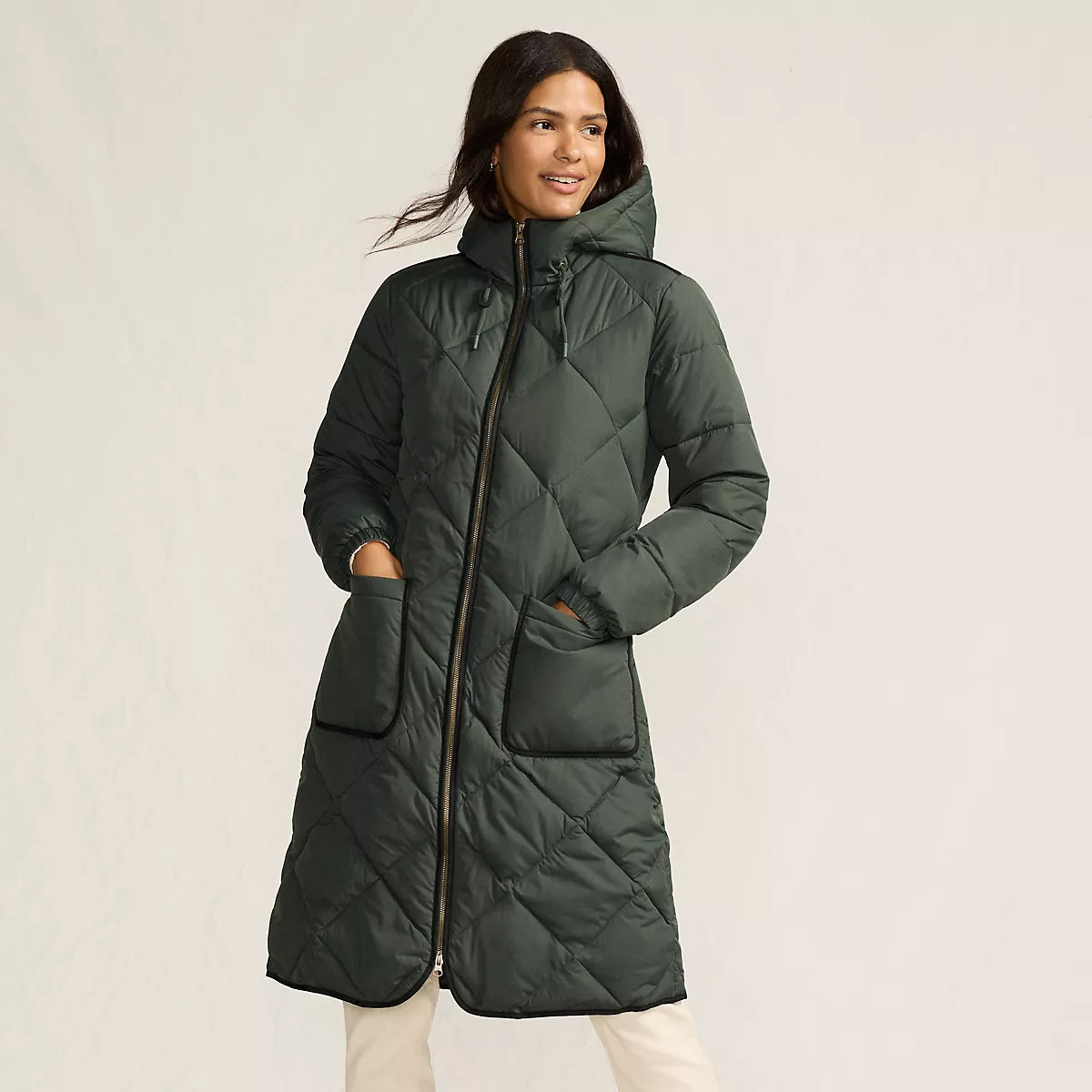 Women's FeatherFree Insulated Diamond Quilted Maxi Coat | Lands' End (US)
