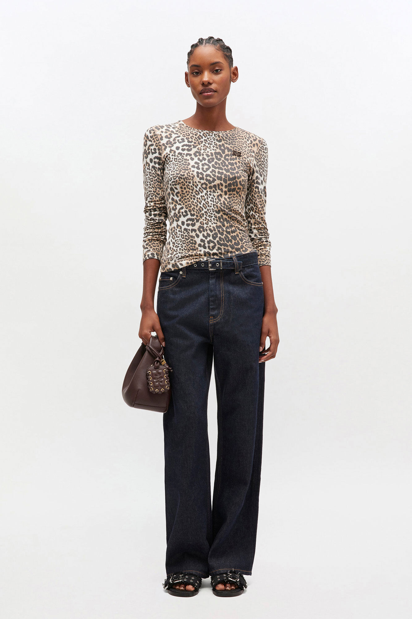 Leopard Rib Long Sleeve | Ganni