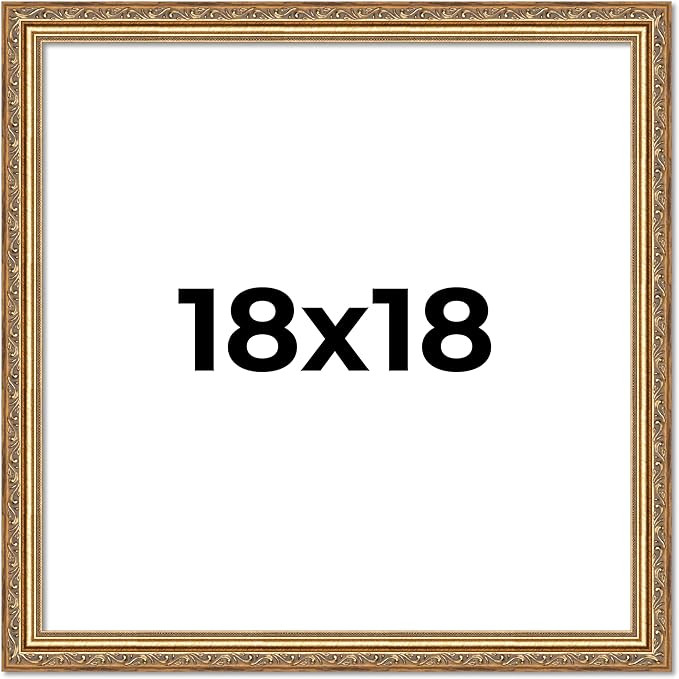 Poster Palooza 18x18 Frame Gold Vintage Antique Solid Wood Picture Frame | 1.25 Inch Moulding Wid... | Amazon (US)