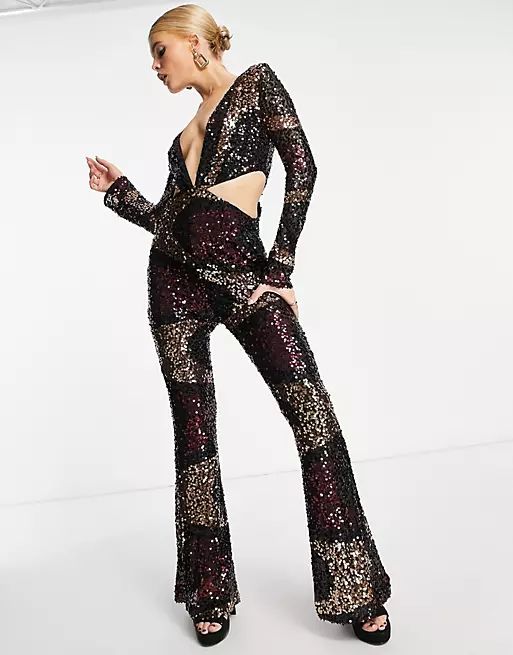 Amy Lynn embellished wide leg jumpsuit in swirl print | ASOS (Global)