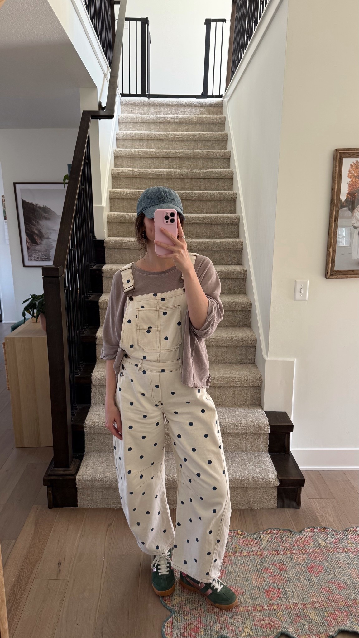 wearing a small in tee and overalls! Overalls run a little small, if in between sizes size up! 

Spring outfit, mom style, polka dots 

#LTKootd