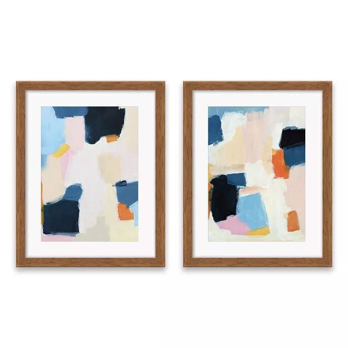 (Set of 2) 16.25"x20.25" Abstract Framed Print Decorative Wall Art Blue/Pink - Project 62™ | Target