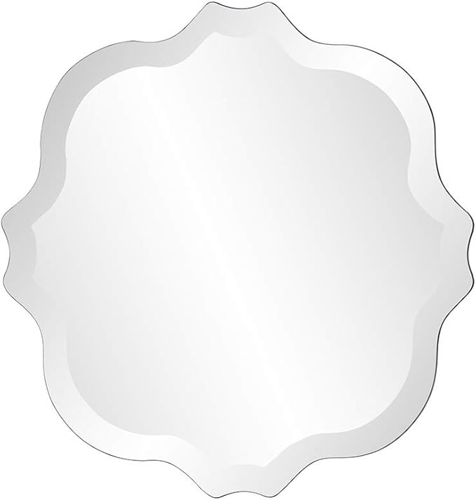 Howard Elliott Frameless Scalloped Hanging Wall Mirror, Accent, Silver - Bathroom, Vanity, Bedroo... | Amazon (US)