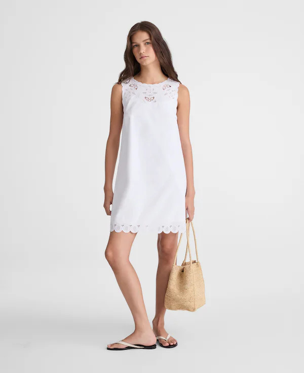 Embroidered Mini Shift Dress in Poplin | Madewell