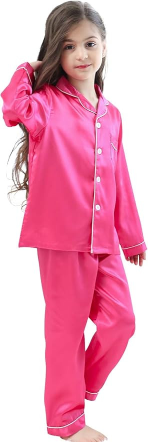 Pajamas Kid Unisex Pjs Set Girls Boys Silk Pajamas Set Satin Long Sleeve 2 Piece Clasic Sleepwear... | Amazon (US)