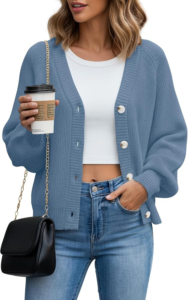 Womens Open Front Cardigan Sweaters 2026 Fall Loose Button Down Chunky Knit Casual Outerwear Coat... | Amazon (US)