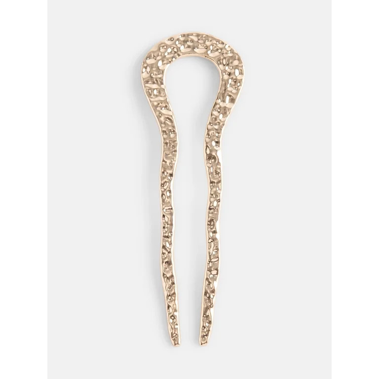 Scenario Women's Hammered Metal French Hair Pin, Gold-Tone | Walmart (US)