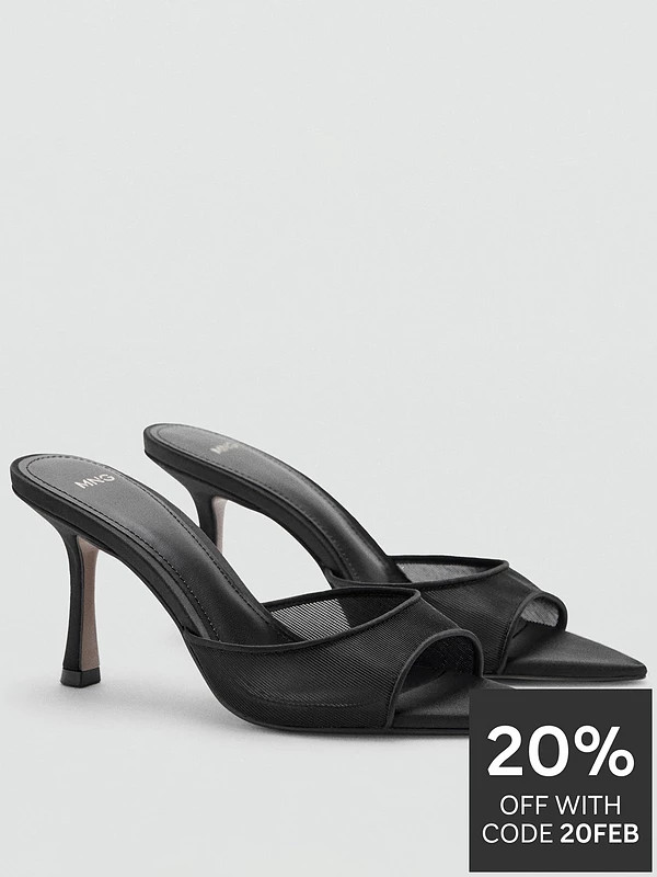 Mango Pointed Heel Sandals - Black | Very (UK)