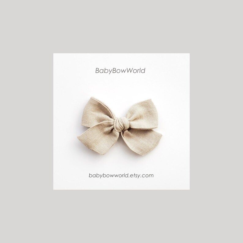 Mini Bow  Beige Linen Bow  Linen Baby Bow  Beige Baby Hair | Etsy | Etsy (US)