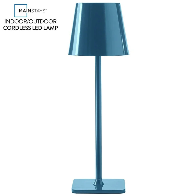 Mainstays 13-inch Rechargeable Table Lamp with Corsair Blue Finish and Touch Dimming Control | Walmart (US)