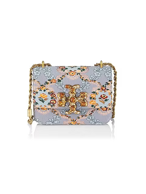 Small Eleanor Brocade Jeweled Logo Crossbody Bag | Saks Fifth Avenue