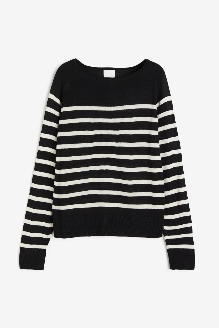 Fine-knit Sweater - Black/striped - Ladies | H&M US | H&M (US + CA)