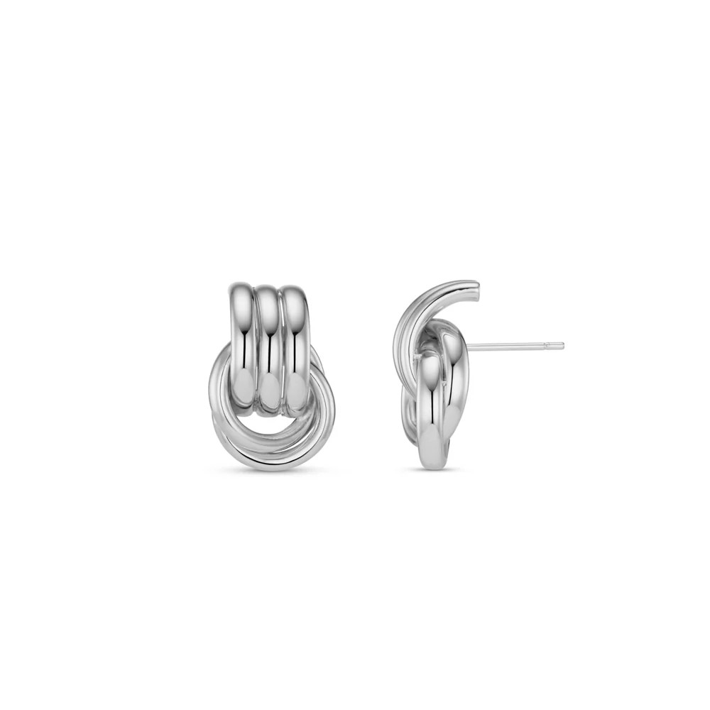 LUXE Mini Interlocking Stud Earrings - Silver | Orelia