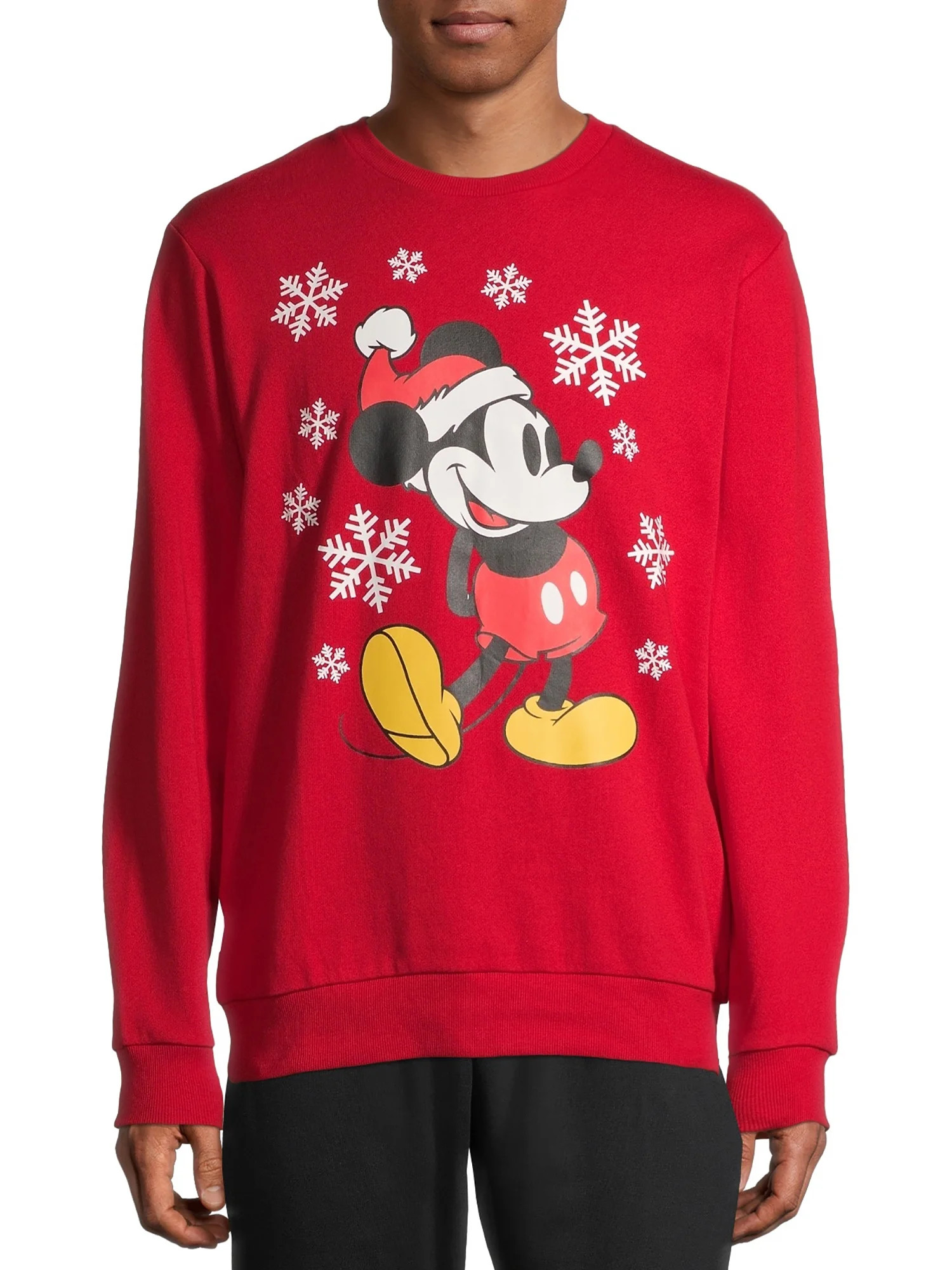 Disney Mickey Mouse Snowy Holiday Christmas Men's and Big Men's Pullover Graphic Sweatshirt | Walmart (US)