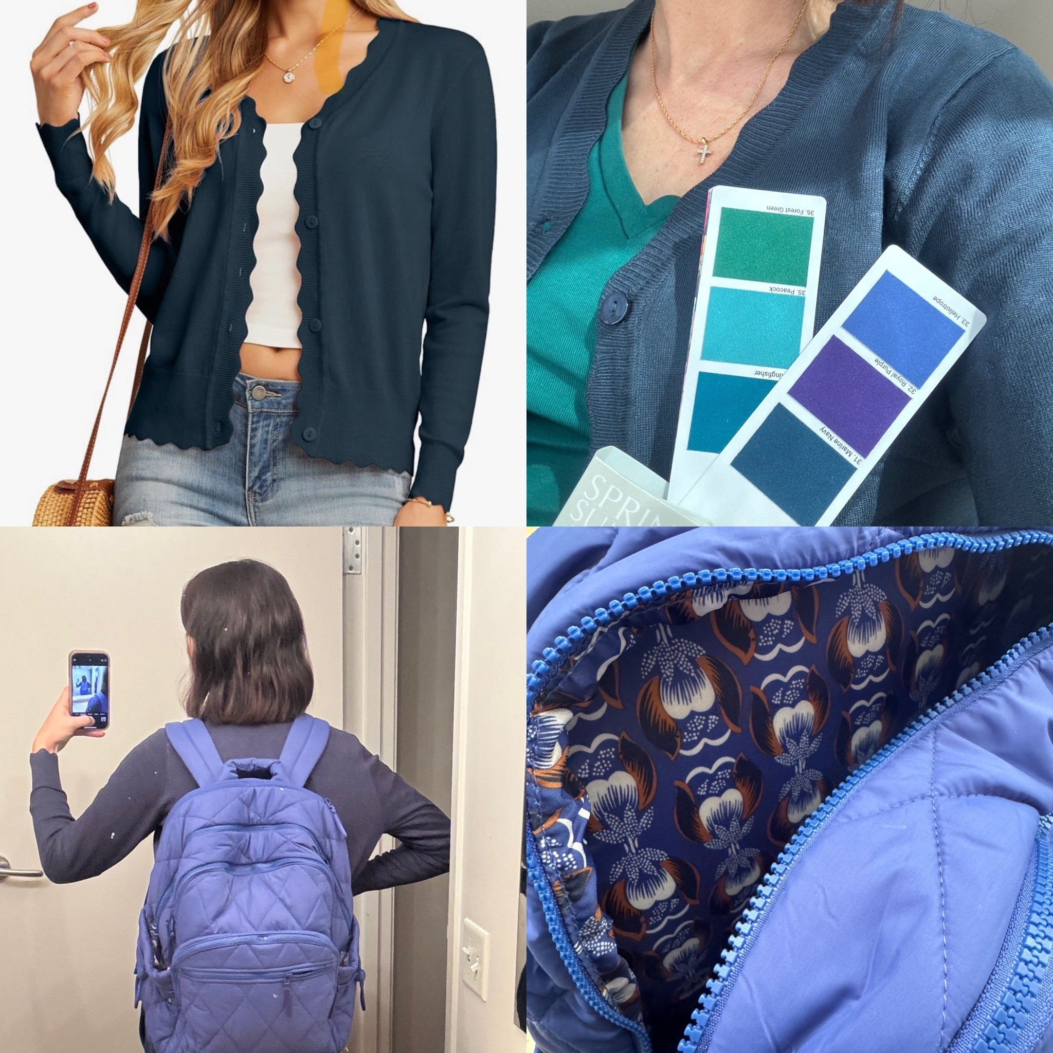 Autumn blues are tricky to find! Love this cardigan (in the “blue gray” color) It’s very close to marine navy. 
Backpack in my size is sold out (large) but color “deep ultramarine”
Comes in many other bag and accessory styles, including the smaller backpack.
#hocautumn #heliotrope #marinenavy #blue

#LTKBump #LTKBaby #LTKItBag
