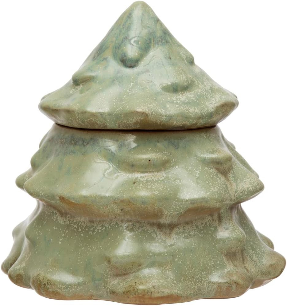Creative Co-Op Stoneware Tree Cookie Jar, Reactive Glaze, Green | Amazon (US)