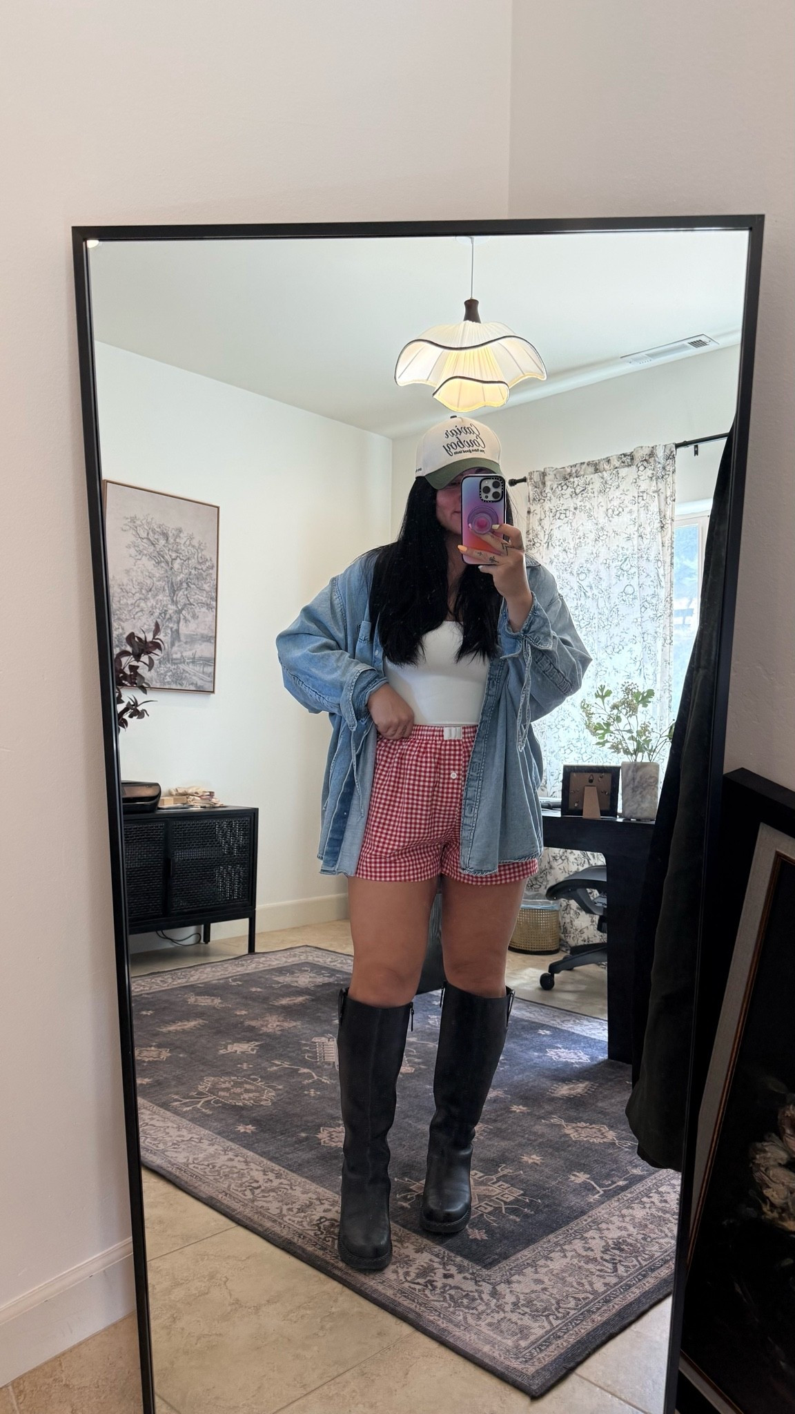 Today’s outfit ✨✨

Wearing a size large in all!

Gap, gap jacket, gap button down, button down outfit, denim top outfit, gingham shorts, boots, black boots outfit, tori block

#LTKootd #LTKgrwm #LTKSeasonal