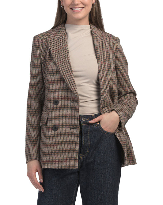 Wool Blend Notched Collar Double Breasted Suit Jacket | TJ Maxx