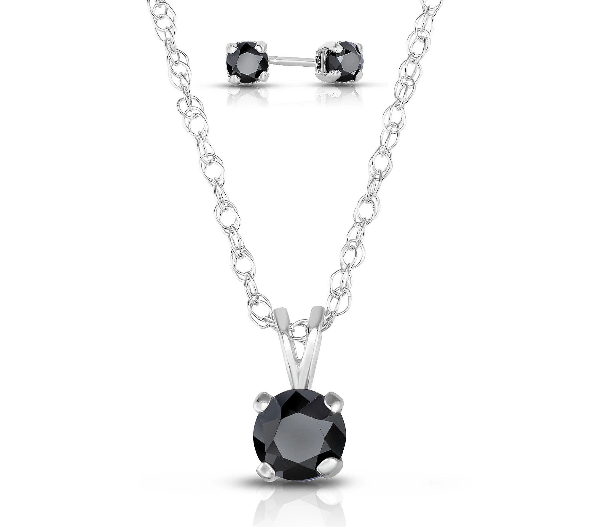 Affinity Black Diamond Necklace and Earrings Se t, Sterling | QVC