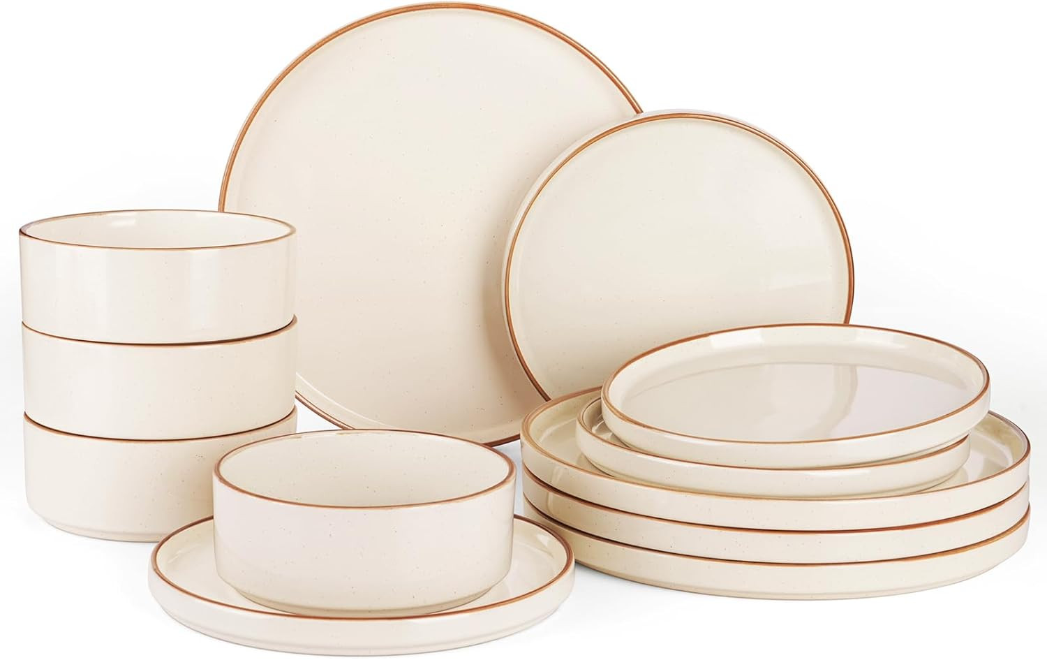 Famiware Nebula Plates and Bowls Sets for 4, 12 Pieces Stoneware Dinnerware Set, Microwave and Di... | Amazon (US)