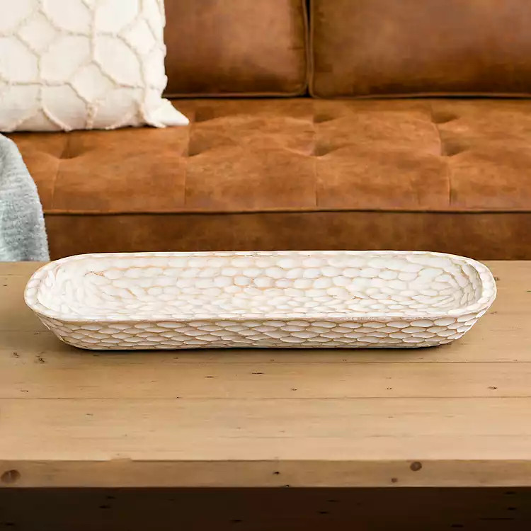 White Carved Mango Wood Tray | Kirklands