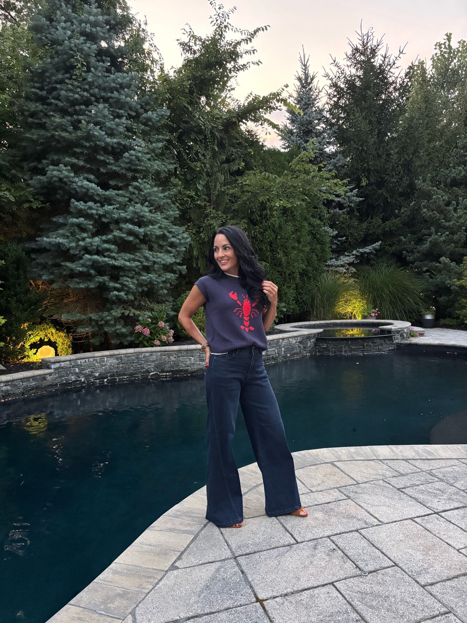 Lobster short sleeve sweater and jeans 
Perfect transitional look

#LTKootd #LTKSeasonal #LTKOver40