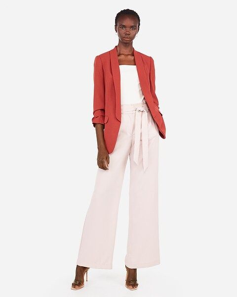 ruched sleeve boyfriend blazer | Express