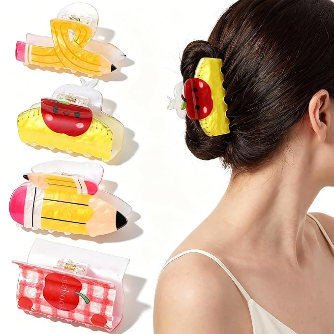 4 Pcs Back to School Hair Claw Clips Accessories Teacher Gifts for Women | Amazon (US)
