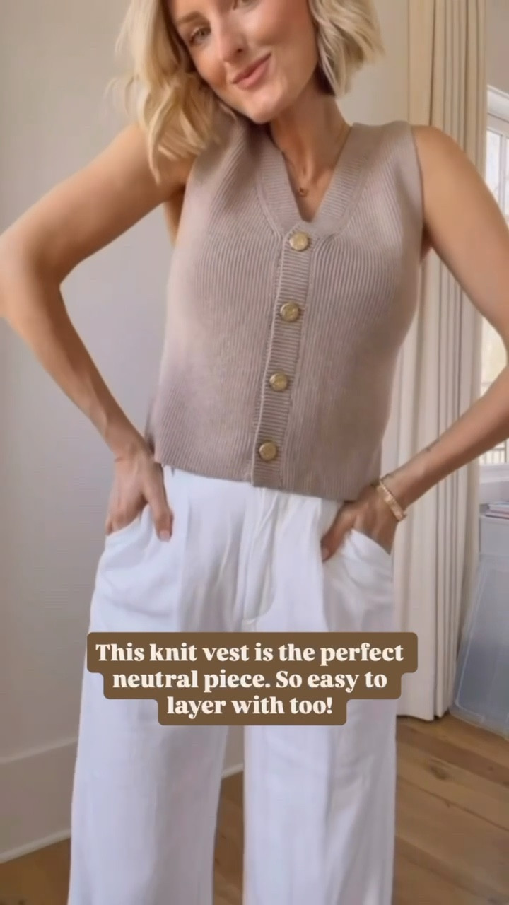 This knit vest makes the perfect spring workwear piece! So many ways to style this all season long! Wearing S/26.

Loverly Grey, Abercrombie, knit vest, white linen trousers, spring workwear, spring fashion, spring outfit ideas 

#LTKSeasonal #LTKootd #LTKWorkwear