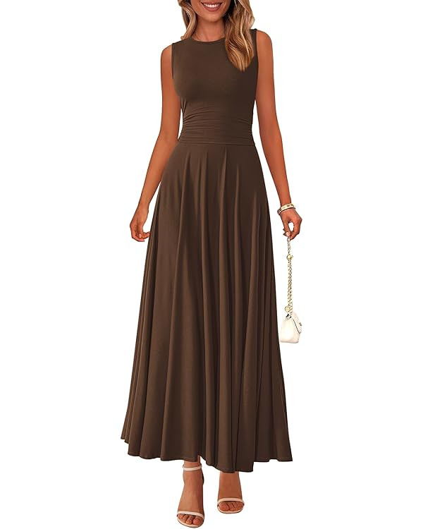 PRETTYGARDEN Womens Summer Dresses 2025 Casual Sleeveless Crewneck Aline Maxi Dress Stretch Tank ... | Amazon (US)