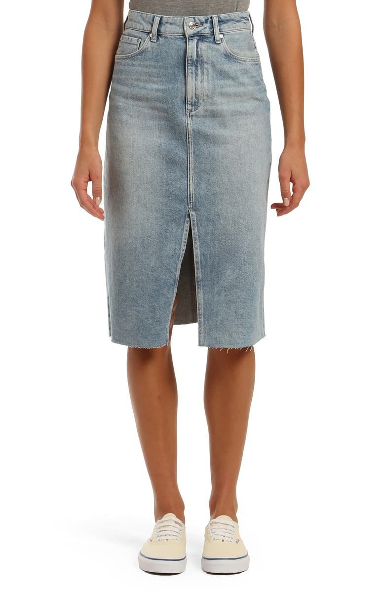 Mavi Megan Nonstretch Raw Hem Denim Skirt | Nordstrom