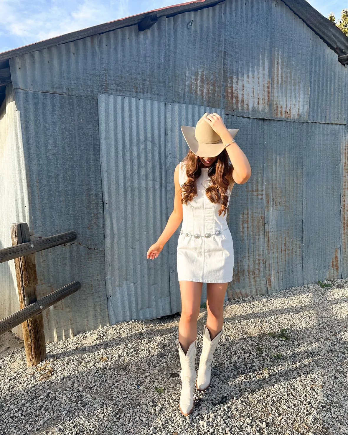 white dress with cowboy boots cowgirl Lovely Feeling Shift Dress Impressions Online Boutique The bodice includes a smocked back for flexibility and a concealed side zip closure for a clean silhouette Dresses To Wear With Cowboy