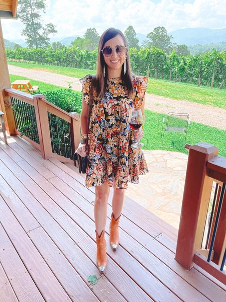 Red dress boutique floral dress, free people Brayden cowgirl boots at a winery



#LTKtravel #LTKstyletip #LTKfindsunder100