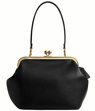 COACH Kisslock 27 Leather Frame Shoulder Bag - Black | Dillard's