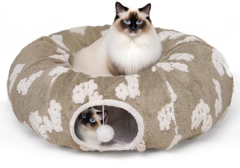 Pesen Christmas Cat Tunnel Bed with Soft Cushion, Cat Toys for Indoor Cats Enhance Bonding Betwee... | Amazon (US)