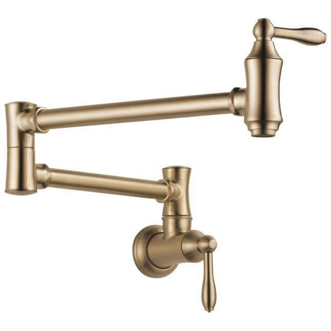 Delta Champagne Bronze Double Handle Wall-mount Pot Filler Kitchen Faucet | Lowe's