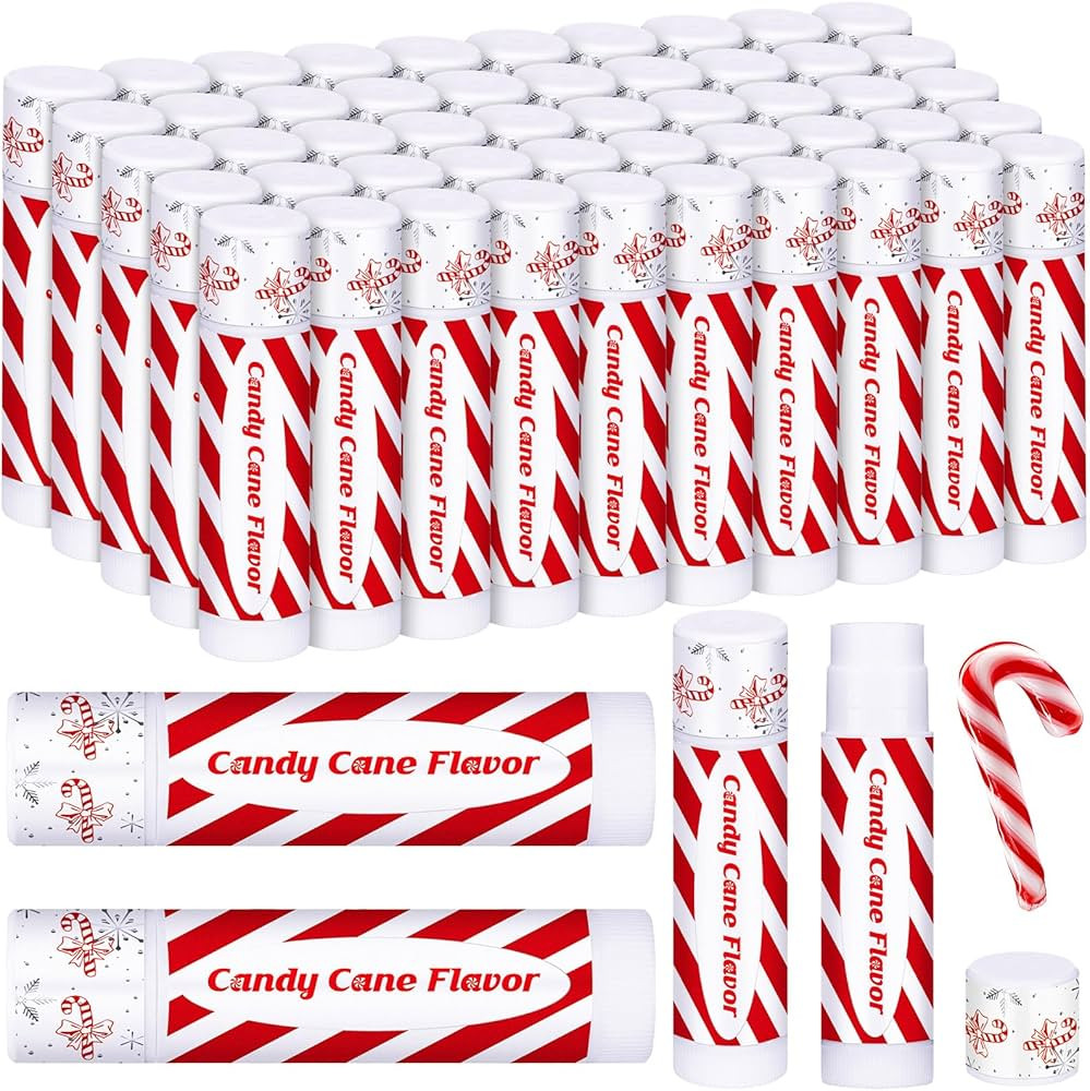 25 Pack Christmas Lip Balms Bulk Christmas Candy Peppermint Cane Scented Holiday Flavor Lip Balm ... | Amazon (US)