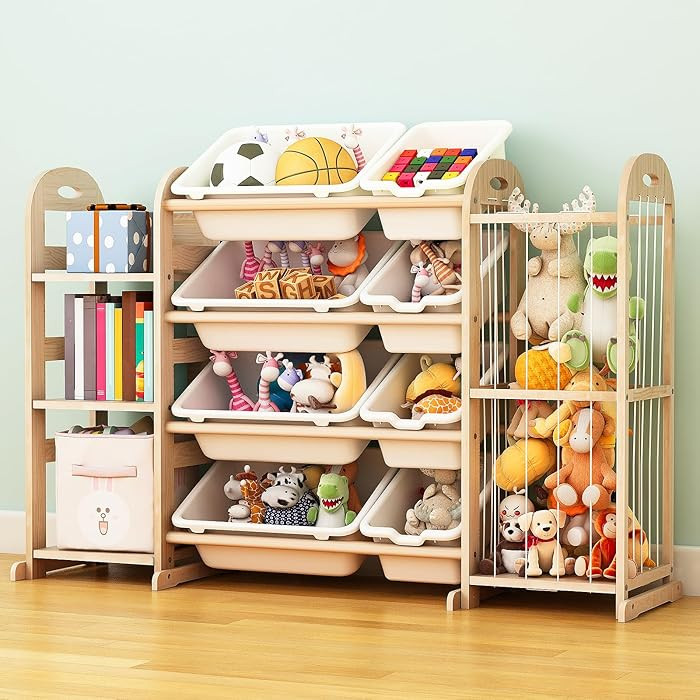 Wooden Toy Storage Organizer, Toy Organizers & Storage with Stuffed Animal Storage, Toy Storage S... | Amazon (US)