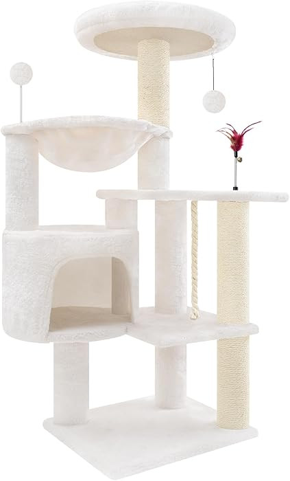 TWDEPART 42.5'' Cat Tree for Indor Cats, Multifunctional Cat Tower with Cozy Condo, Perches, Scra... | Amazon (US)
