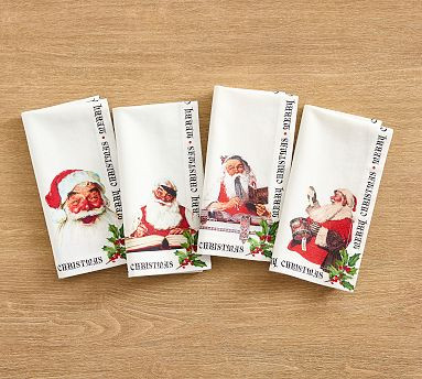 Norman Rockwell Napkins - Mixed Set of 4 | Pottery Barn (US)
