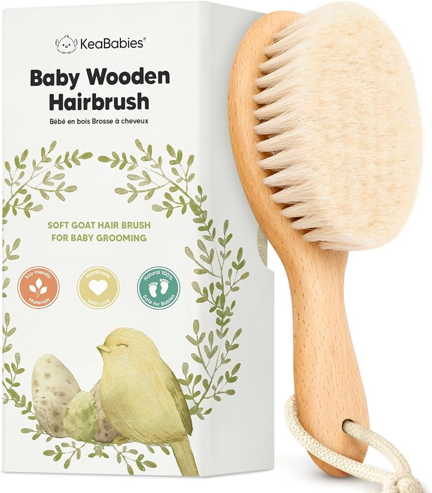 Wooden Baby Hair Brush - Cradle Cap Baby Brush with Soft Goat Bristles, Perfect Gentle Scalp Newb... | Amazon (US)