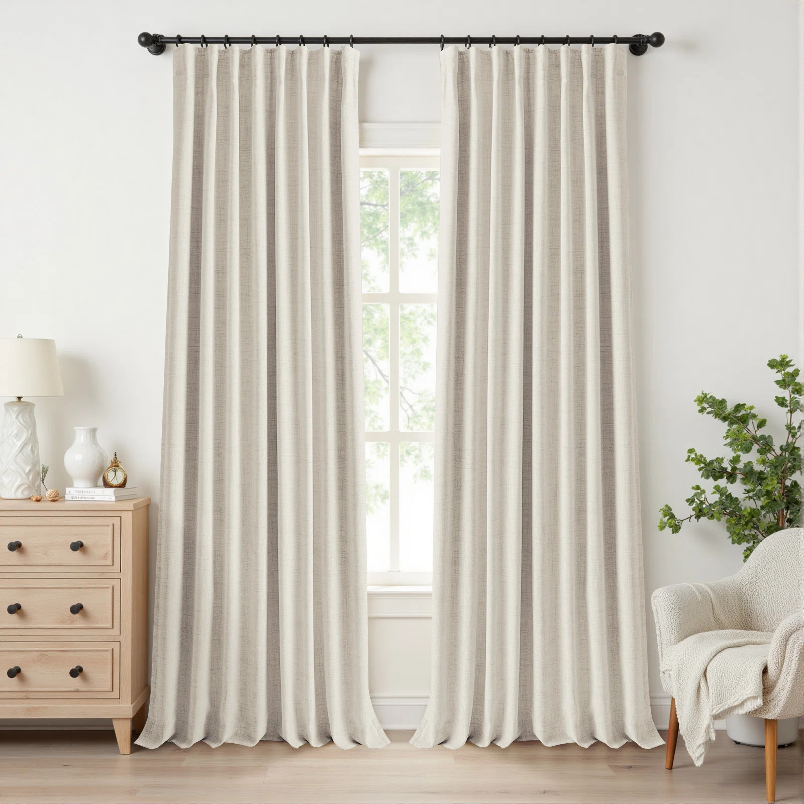 Birglinde Faux Linen Textured Thermal 100% Blackout Curtains for Bedroom Living Room Rod Pocket/R... | Wayfair North America