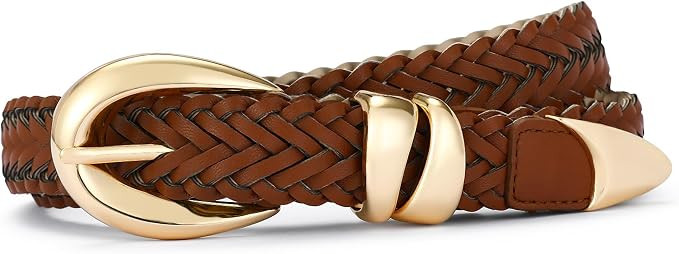 Belts for Women with Gold Buckle for Jeans, Dress Leather Belts | Amazon (US)