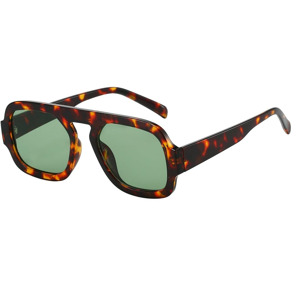 Trendy Square Aviator Sunglasses for Women Flat Top Designer Stylish Frame Sun Glasses Vintage Sh... | Amazon (US)