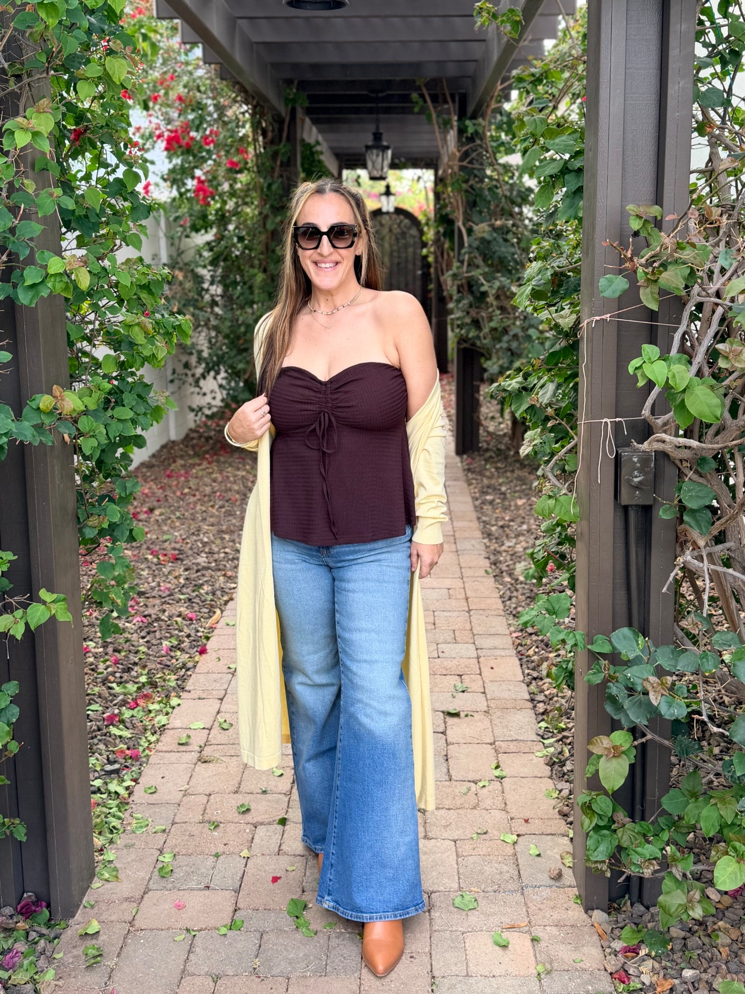 A peplum or babydoll with jeans is my fav! 

Jeans run tight if you’re in between go up. I’m in an 8z Top and cardigan tts. I’m in a mediumm


#LTKSeasonal #LTKOver40 #LTKootd