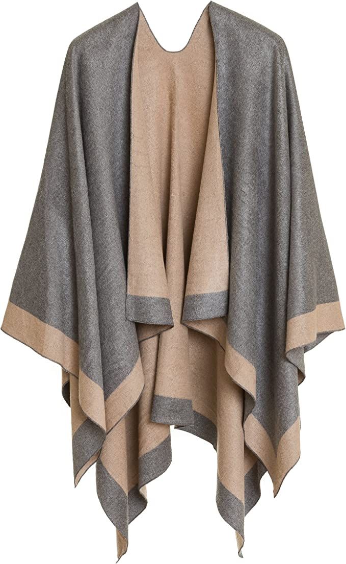 Women's Shawl Wrap Poncho Ruana Cape Cardigan Sweater Open Front for Spring Fall Winter | Amazon (US)