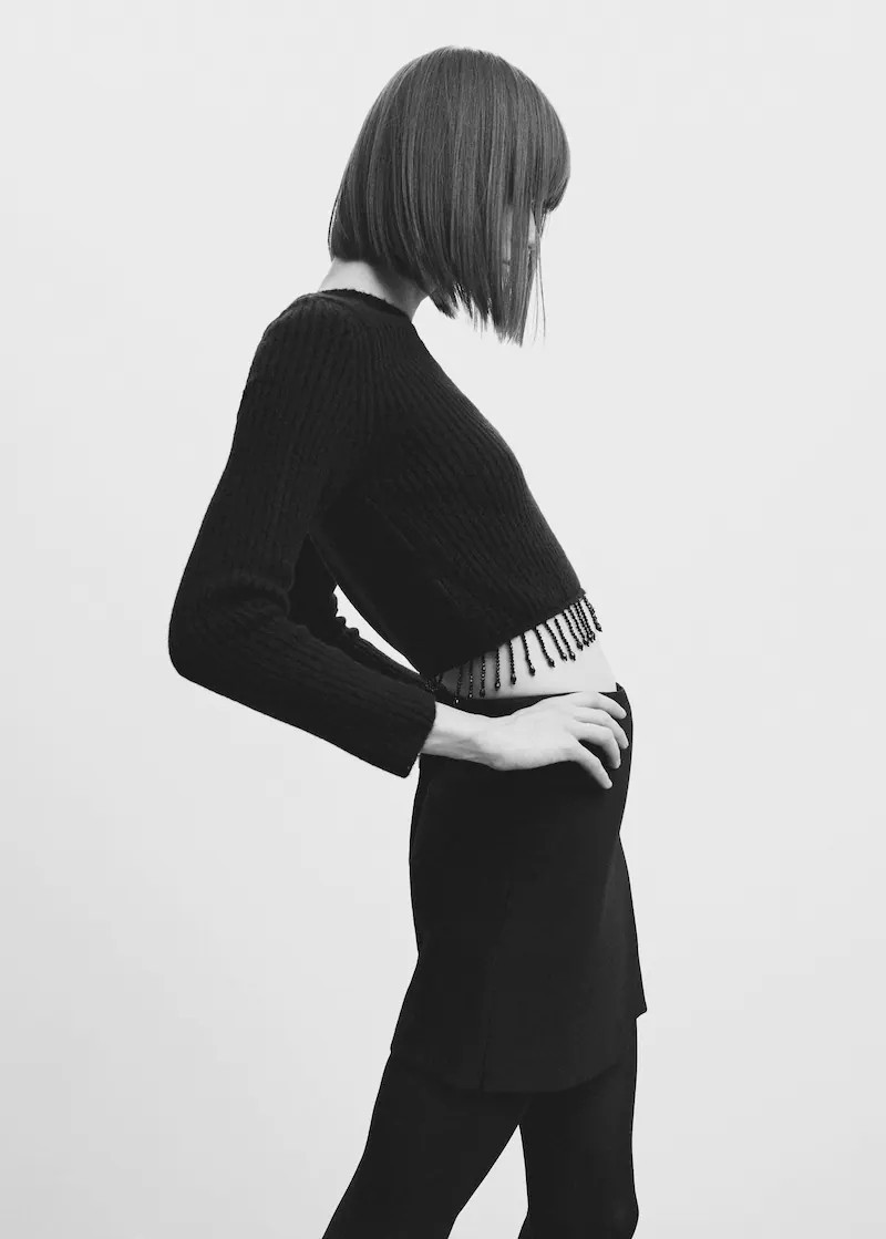 Beaded ribbed sweater | MANGO (US)