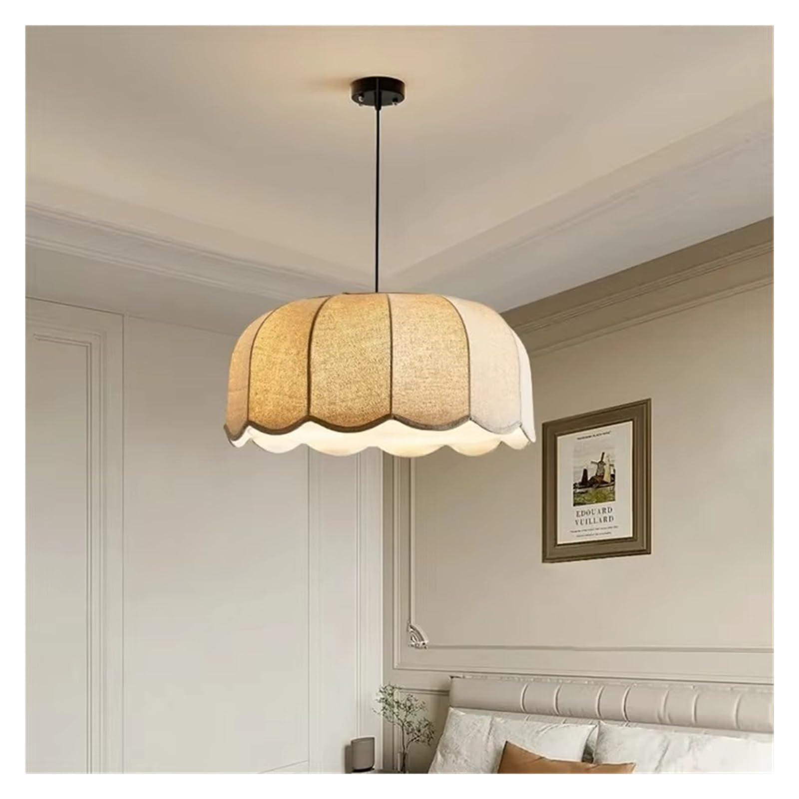 Banana Leaf Pendant Lamp Japanese Linen Fabric Light Bedroom Loft Restaurant Hanging Lamp Japanese Room Decoration Wave Lamp,Modern | Amazon (US)